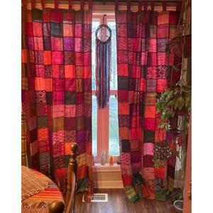 Mejor indio Vintage Boho Hippie algodón cortina decorativa hecha a mano seda Sari tela Patchwork ligero personalizable Color - Product Image 1