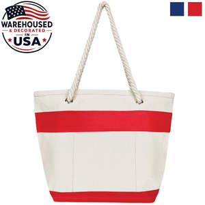Sac fourre-tout en toile robuste avec poignées en corde nautique, style bohème, ouverture facile, pour la plage et les voyages (toutes saisons 18x13x7) - Product Image 1