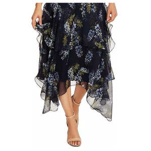 Gonna asimmetrica da donna Vince Camuto in chiffon blu con stampa floreale, taglia 14 P, morbida e con vita naturale - Product Image 3