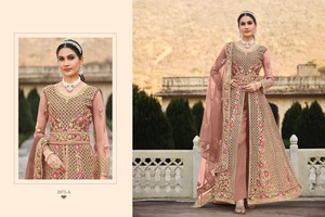 Vente en gros Filet à papillon pur avec broderie avant et arrière Codage lourd et travail de la pierre avec dupatta - Product Image 2