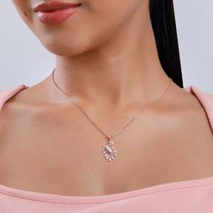 Colgante de diamantes de pavo real de oro rosa Colección de dijes elegantes - Product Image 2