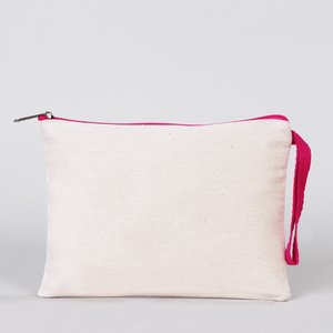 Fuchsia Zippered Cotton Pouch 8x6 Holographic <b>Makeup</b> Organizer Bag Custom Logo Durable Clutch Bag <b>for</b> Cosmetic <b>Storage</b> - Product Image 1