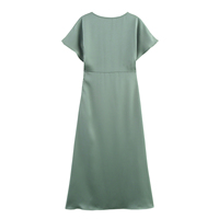 Robe longue en satin soyeux décontractée pour femmes, mode été, 6 coloris, col en V, manches courtes, empire, en mousseline, crayon, pour le printemps