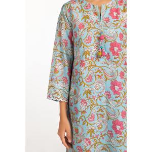 Ensemble Coordonné Imprimé en Cambric pour Femmes Brodé IPST-77424 Style Casual Tendance Trois-Quarts pour Tenues Printemps/Été XS - Product Image 5