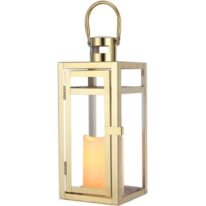 Portavelas de linterna de Navidad de acero inoxidable con clase con paneles chapados y templados para la fábrica de decoraciones de Navidad de la sala de estar - Product Image 4