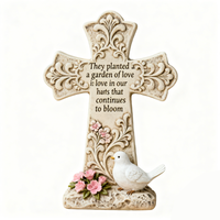 Statue commémorative en résine, croix et colombe, ange, décoration de jardin, ornement de croix, monument