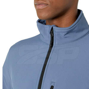 Veste Softshell d'hiver pour hommes Couleur solide Fermeture à glissière complète Col montant Logo avant Respirant Coupe-vent - Product Image 4