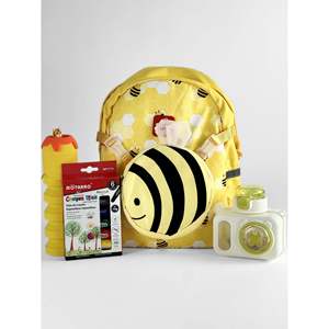 Tykle <b>Bee</b> BTS Combo 2-in-1 Children's Daily <b>Backpack</b> with Crayon Sticks & Water Bottles for School - Product Image 1
