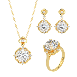 Ensembles de bijoux de luxe 2022 de styliste en forme de fleur en or véritable zircone ensembles de bijoux fins pour femme - Product Image 1