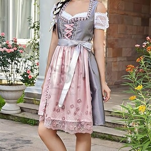 Vestido Dirndl de Talla Grande para Mujer al por Mayor, Disfraces Bávaros del Oktoberfest con Estampado Personalizado para Mujer, Diseño de Vestido Más Reciente - Product Image 2