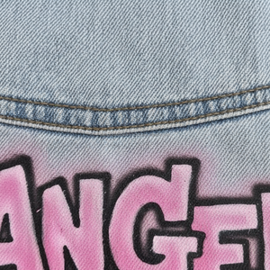 Pantalones Vaqueros de Moda Urbana Y2K para Mujer - Pantalones de Mezclilla de Pierna Recta con Estampado de Ángel Rosa - Product Image 5
