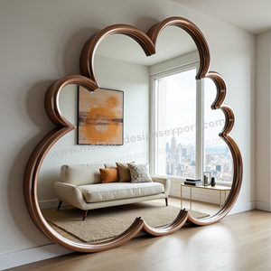 Espejo de pared en forma de flor con marco de madera Acento decorativo elegante para sala de estar, dormitorio, Oficina Mejora los interiores con estilo - Product Image 2