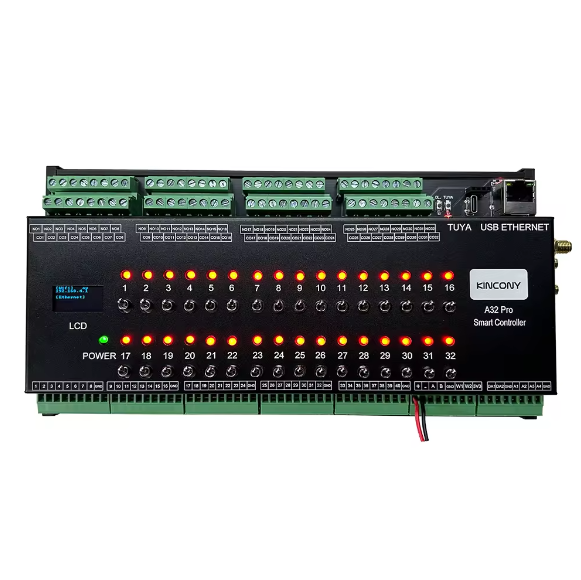 Módulo Relé Kincony A32 Pro 32CH com Ethernet, 4G e Dimmer LCD