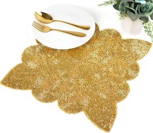 Handmade Embroidery Eco-Friendly Luxury Mother Pearl Shell Beaded Table Placemat Customizable Thin Table <b>Mats</b> - Product Image 6