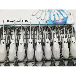 Ensemble d'ascenseur professionnel de 9 instruments médicaux d'ascenseurs d'extraction de racine de luxation de poignée en plastique blanche de chirurgie orale dentaire - Product Image 2