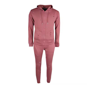 Le polyester/coton de survêtements affligés par pleine douille confortable lourde a fait la meilleure conception a affligé des survêtements - Product Image 1