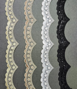 Encaje de Poliéster/Algodón Suave con Lentejuelas Metálicas Bordadas y Pedrería, Tacto Suave, Decoración para Lehenga de Novia, Exportación al por Mayor - Product Image 2