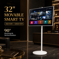 Téléviseur intelligent mobile de 32 pouces, système Android, 6 Go, 128 Go, tablette TV portable sans fil, rotation à 90 degrés, écran intelligent