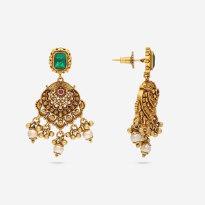 Boucles d'oreilles pendantes style antique 2023 tendance, religieuses, en cuivre et laiton, avec perle, pour mariages - Product Image 3