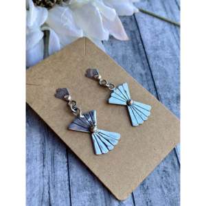 Navajo Handmade <b>Sterling</b> <b>Silver</b> Butterfly Pearl <b>Drop</b> Dangle <b>Earrings</b> - Product Image 2