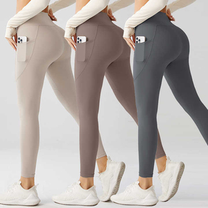 2025 Leggings de Fitness personnalisés contrôle du ventre moyen respirant grande taille exercice cordon beurre tissu doux poches légères - Product Image 1