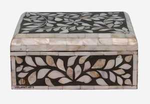 2025 Wholesale Handmade Mother Pearl Inlay Resin MDF Jewelry <b>Storage</b> <b>Box</b> Rectangle Shape Laser/Embossing Printing Customizable - Product Image 4