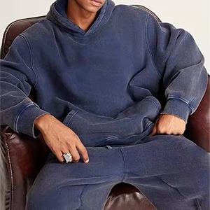 Hombres Invierno Casual Lavado ácido Sudaderas con capucha Color sólido 100% Algodón Fleece Regular Fit Moda Wear - Product Image 5