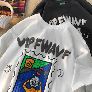 Vente en gros Fabricant T-shirt épais 100% coton imprimé graphique personnalisé surdimensionné coupe ample T-shirt à impression bouffante 3D pour hommes - Product Image 5