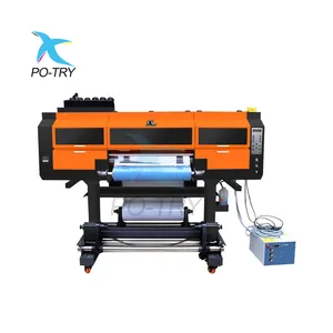 POTRY 60CM 24 Inch i3200 3 Printhead 2 in 1 semua dalam satu pencetakan dan kristal stiker UV DTF Printer dengan Laminator