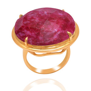 Style classique solide 925 en argent Sterling naturel teint rubis pierre précieuse plaqué or broche réglage bague de mode pour les femmes à bas prix - Product Image 2