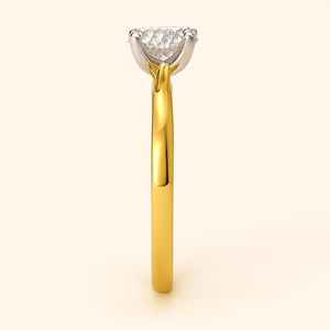 แหวนเพชรโมอิสทรงกลมสีทอง14 K สำหรับผู้หญิงแหวนแต่งงานอัญมณีสีเหลืองล้วน1CT - Product Image 3