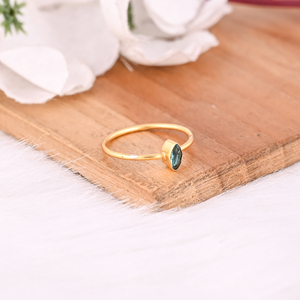 Natural Blue Topaz Gemstone Solid 925 Sterling <b>Silver</b> Yellow Gold <b>Plated</b> Women Designer Ring Birthstone Gift Minimalist Jewelry - Product Image 5
