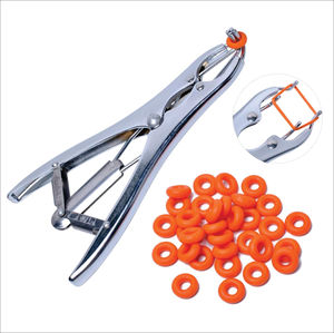 Alicate Elastrador para Castración de Ganado Vacuno, Ovino y Caprino, Aplicador de Anillos de Goma, 100 Anillos de Castración, Alicate Elastrador, Alicate para Anillos de Cola - Product Image 2