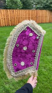 Éventail indien fait à la main multicolore / Pankhi pour la circulation de l'air et la décoration, Punjabi Dholki Pankhi Velvat avec Gota Fan, cadeau de mariage musulman - Product Image 2