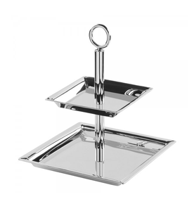 Soporte de pastel de 2 niveles de acero inoxidable de calidad increíble con forma cuadrada Precio de fábrica Soporte de pastel de acero a un precio razonable - Product Image 1