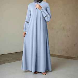 2025 Islamic Latest Design Fashionable Long Sleeve Women's <b>Abaya</b> Breathable Plus Size Ladies Muslim Dress Wholesale Price - Product Image 3
