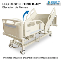 Lit d'hôpital électrique CH-3 à 3 fonctions, avec têtes et pieds en ABS, capacité de 240 kg, étanche IPX4, barrières latérales réglables, lit de soins infirmiers