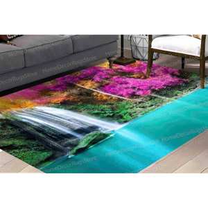 Tapis imprimé Nature View - Design Lac Bleu et Arbres Violets, Tapis en Velours de Luxe - Product Image 5