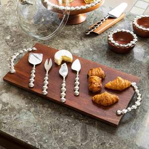 <b>Metal</b> Handle for Table Centerpieces Decor Best Seller Rustic Wooden Serving Foods Platter with - Product Image 2