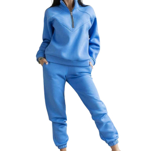 2 Pcs Set Fall Sweatshirt Pants Set Loose Warm Stand Collar Elastic Waist Lady Clothing>Women's Sets - Product Image 4