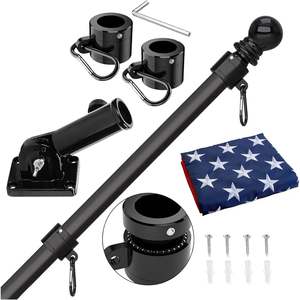 6 Ft Satin and Nylon <b>Flag</b> Pole Holder Portable Tangle-Free 3x5 American <b>Flag</b> Kit for Outdoor Porch House Use - Product Image 6