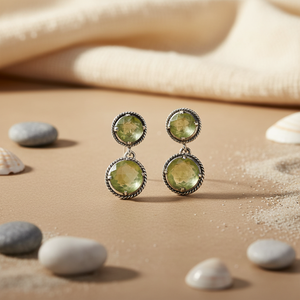 Boucles d'oreilles pendantes en argent sterling 925 avec pierre précieuse verte, accessoire de mode pour femme, cadeau - Product Image 2