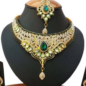 Ensemble de bijoux vintage en alliage de zircon, imitation perle, pierres de cristal, collier, boucles d'oreilles, serre-tête pour femmes, cadeau de fiançailles, de mariage - Product Image 2