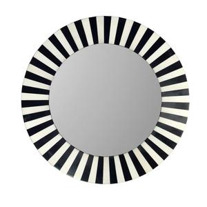 Miroir mural rond au design traditionnel fabriqué à la main cadre d'incrustation d'os floral noir blanc bois épais de 6mm pour décor de salle de bain HF CRAFTS - Product Image 3