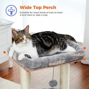 Árbol para Gatos con Cama Privada Acogedora, Postes Rascadores de Sisal Natural y Pompones de Felpa para Gatos Pequeños - Product Image 6