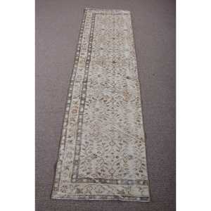 Tapis de 2,3 x 8,2 pieds, tapis turc vintage, tapis oriental blanc - Product Image 1