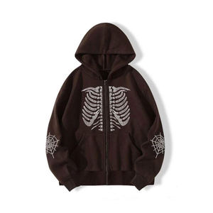 Venta al por mayor de alta calidad Sudadera con capucha personalizada de diamantes de imitación Streetwear Premium Unisex Hombres Sudadera con capucha de diamantes de imitación - Product Image 1