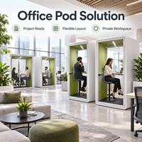 Cabine de bureau acoustique moderne pour une personne, cabine téléphonique insonorisée, cabine de confidentialité en verre pour une disposition flexible du lieu de travail