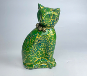 Figurine d'art en laque faite à la main vietnamienne de chat décoratif fait à la main | Sculpture animale élégante pour la décoration de la maison et du bureau - Product Image 1