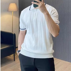 Novedad de verano, Polo de manga corta, camisa de punto transpirable con solapa informal de negocios para hombre - Product Image 2